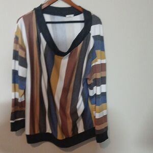 Striped Multicolor V-Neck Women's Top